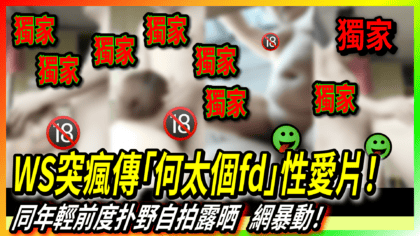 315 cover WS突瘋傳「何太個fd」性愛片！ 同年輕前度扑野自拍露晒 網暴動！